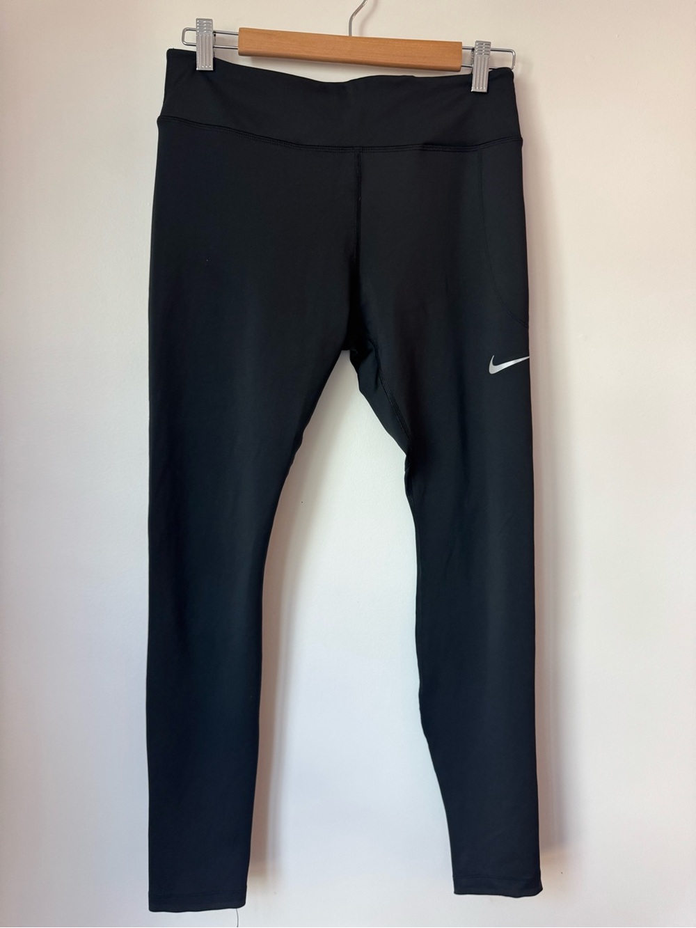Nike Dri-FIT High Waisted Running Tights Leggings Zipper Pocket Black Women L